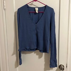 Blue ribbed cardigan